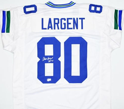 Steve Largent Signed Seattle Seahawks White Custom Jersey - HOF Inscribed