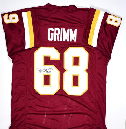 Russ Grimm Signed Washington Maroon Custom Jersey Inscribed HOF HOGS JSA