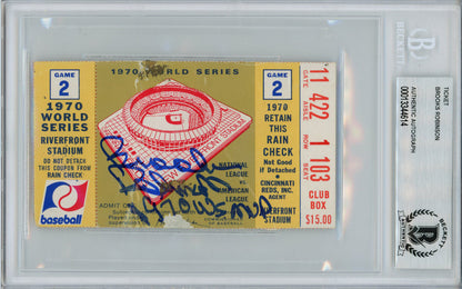 Brooks Robinson Autographed 1970 World Series Ticket Game 2 BAS Slab