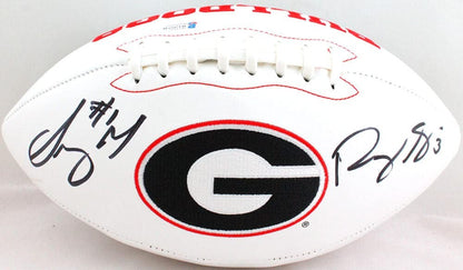 Roquan Smith & Sony Michel Signed Georgia Bulldogs Logo Football