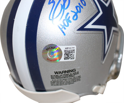 Emmitt Smith & Tony Dorsett Signed Dallas Cowboys VSR4 Mini Helmet HOF BAS
