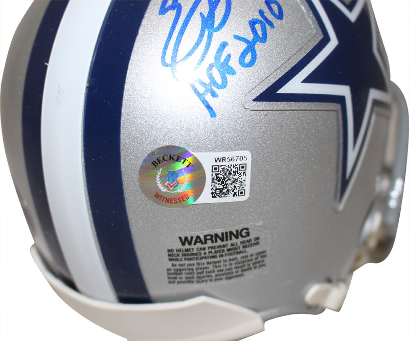 Emmitt Smith & Tony Dorsett Signed Dallas Cowboys VSR4 Mini Helmet HOF BAS