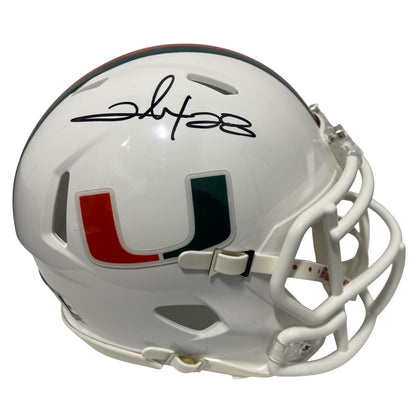 Clinton Portis Signed Miami Hurricanes Speed Mini Helmet Beckett Witness