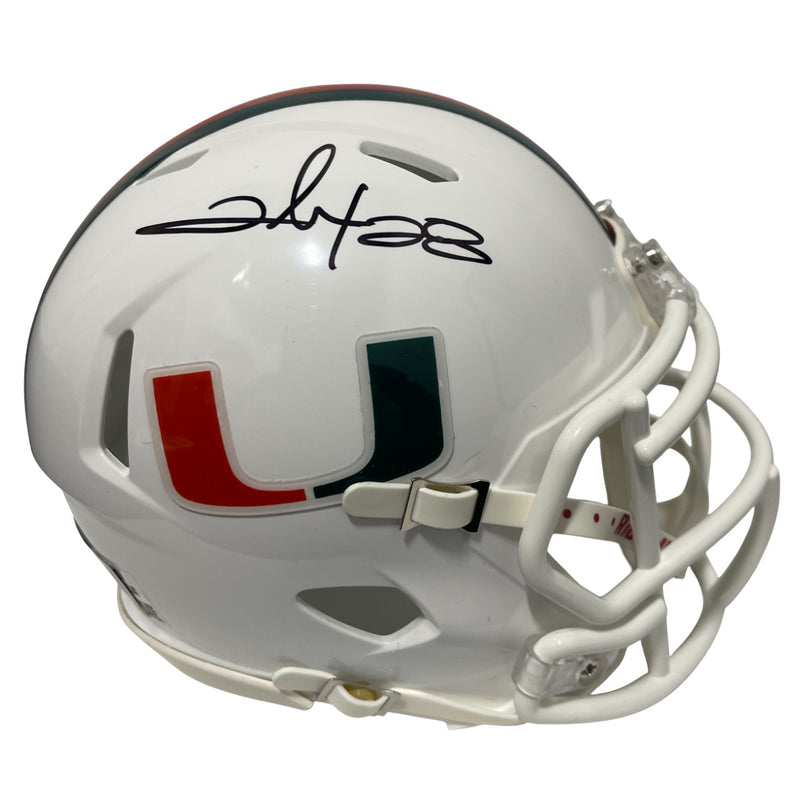 Clinton Portis Signed Miami Hurricanes Speed Mini Helmet Beckett Witness