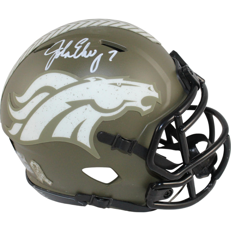 John Elway Signed Denver Broncos 2022 Salute to Service Mini Helmet