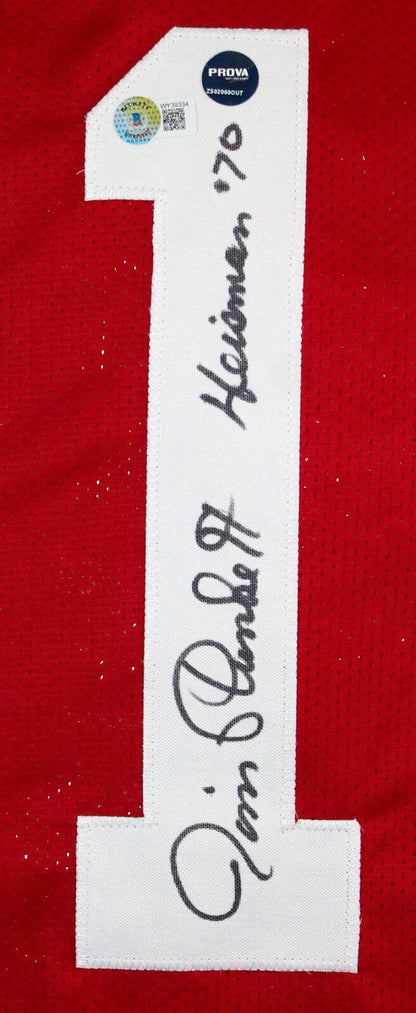 Jim Plunkett Signed Red Custom College Style Jersey - Heisman 70