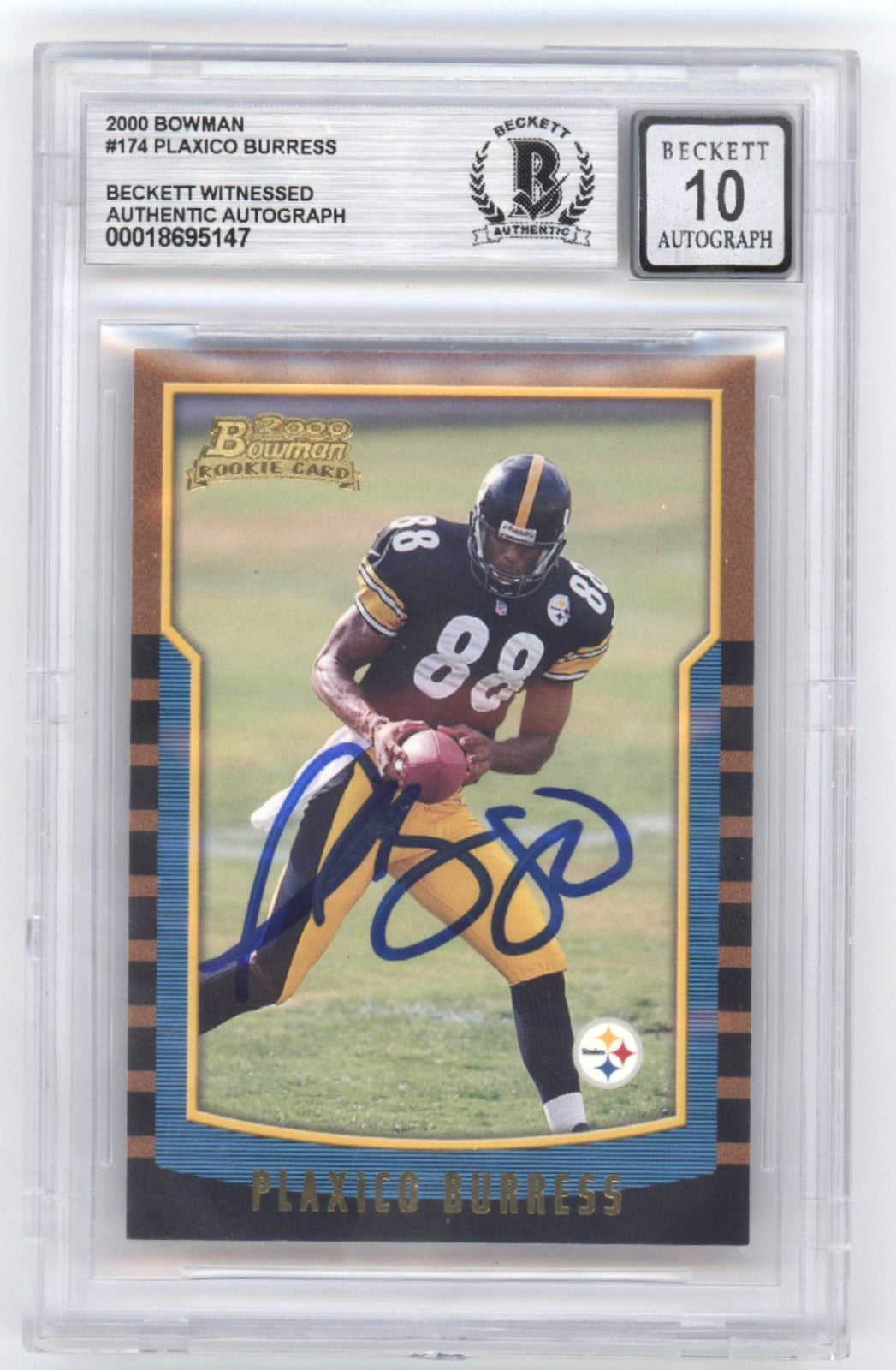 Plaxico Burress Autographed 2000 Bowman Rookie Card BGS 10 Auto
