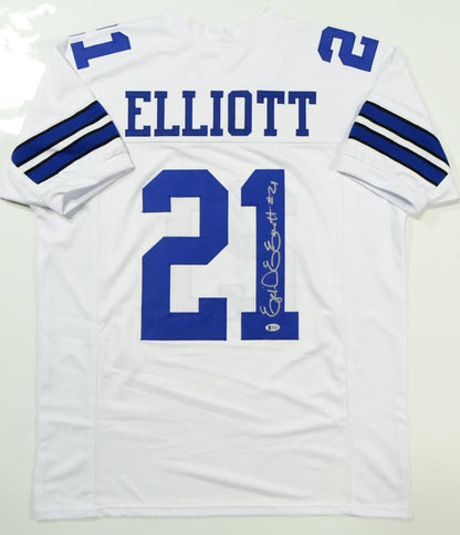 Ezekiel Elliott Signed White Custom Jersey