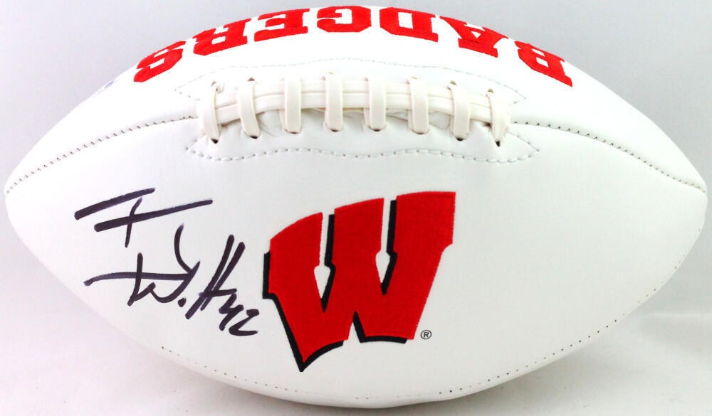 T.J. Watt Autographed Wisconsin Badgers Logo Football