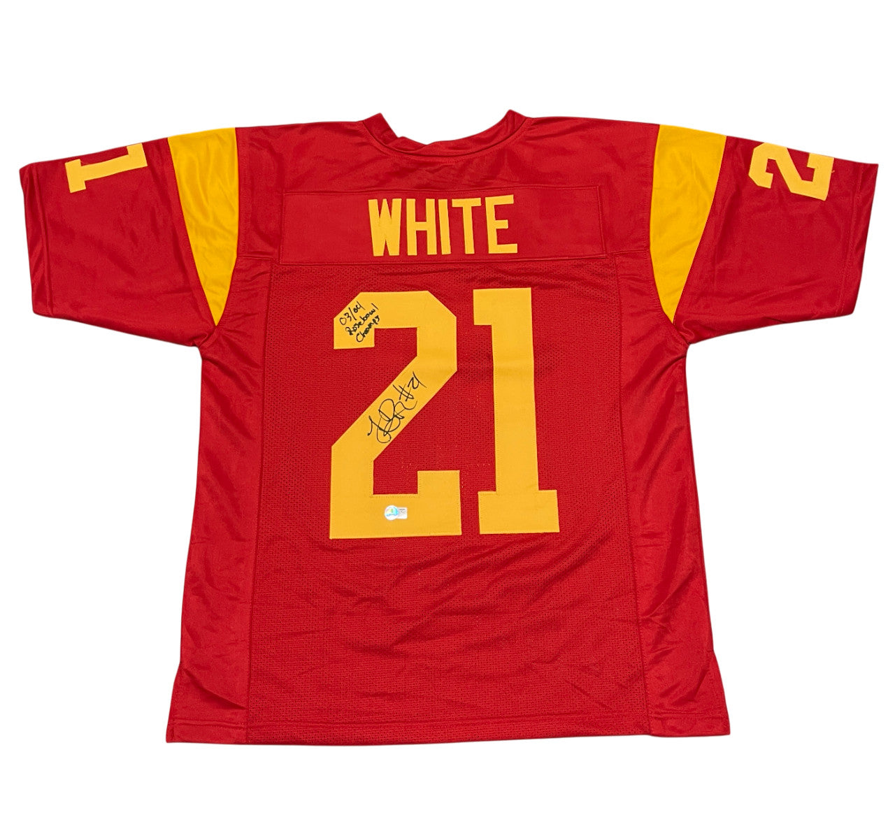 LenDale White Signed USC Trojans Custom Jersey (03/04 Rose Bowl Champ) Beckett