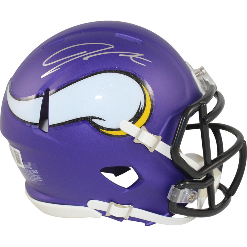 Jordan Addison Minnesota Vikings Autographed Mini Helmet Beckett BAS