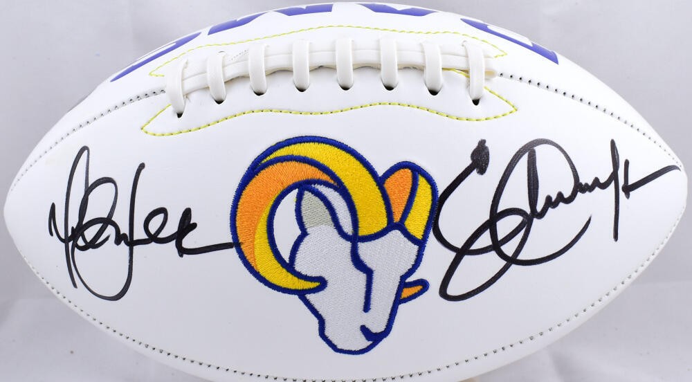 Eric Dickerson & Marshall Faulk Signed Rams Logo Football (Black)