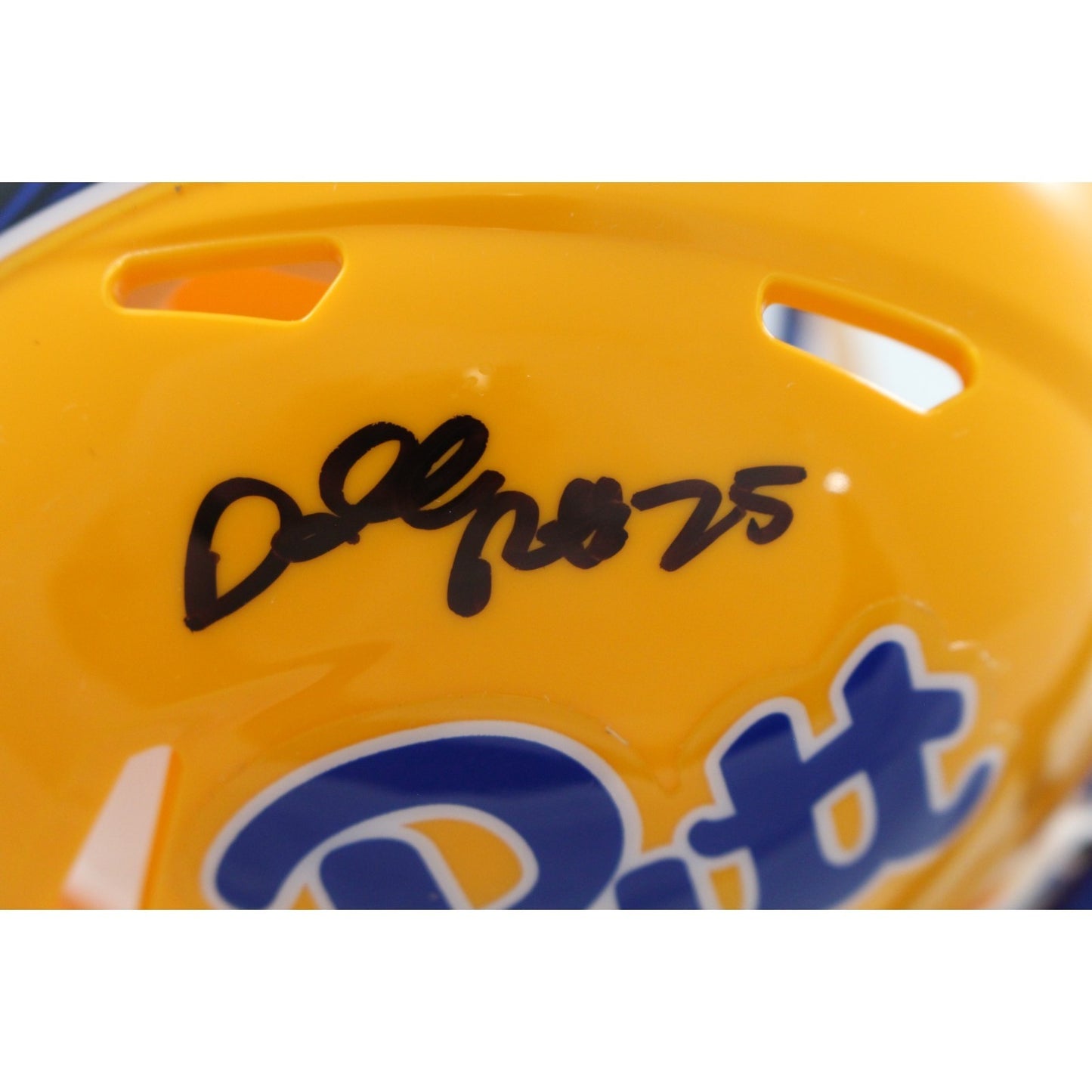 Darrelle Revis Signed Pittsburgh Panthers Gold Mini Helmet