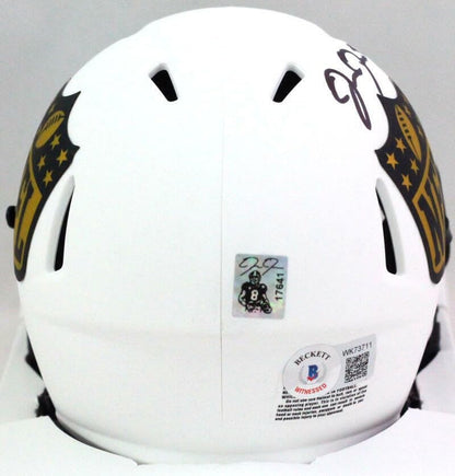 Josh Jacobs Signed NFL Shield Lunar Mini Helmet (Las Vegas Raiders)
