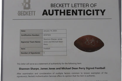 Shannon Sharpe, James Jones & Michael Dean Perry Signed Broncos Mini Football