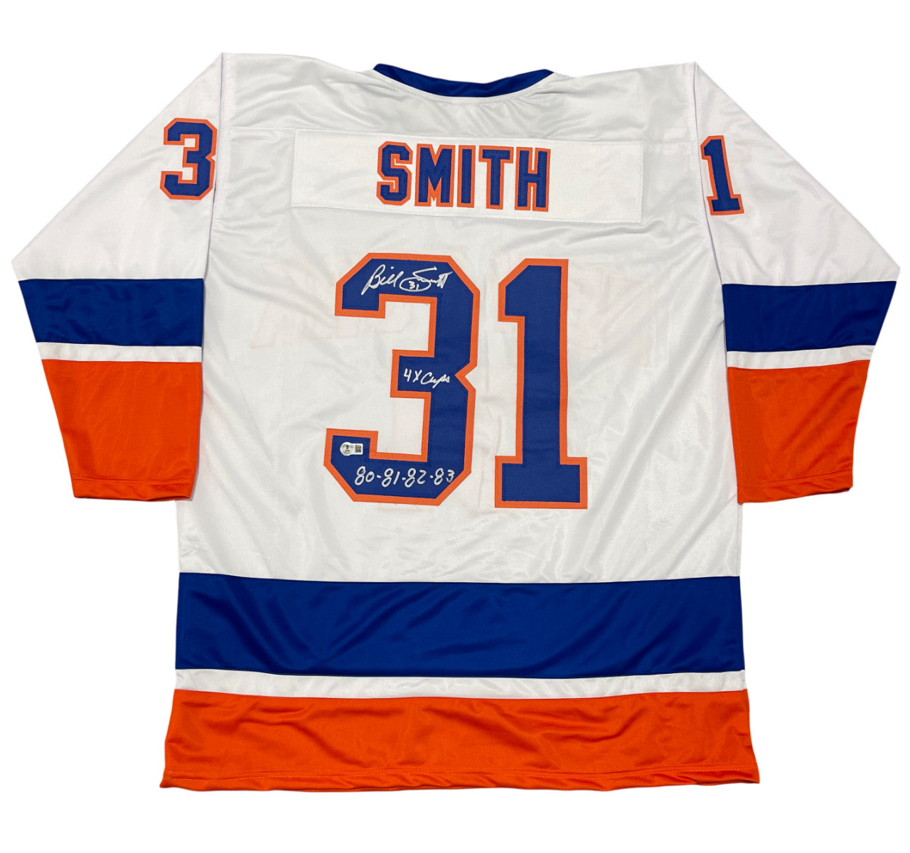 Billy Smith New York Islanders Signed Custom Jersey (4x Cup Inscription)