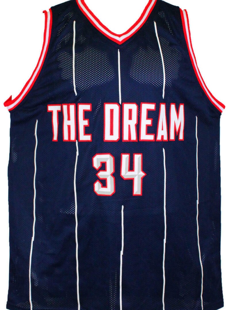 Hakeem Olajuwon Autographed Blue Custom Basketball Jersey