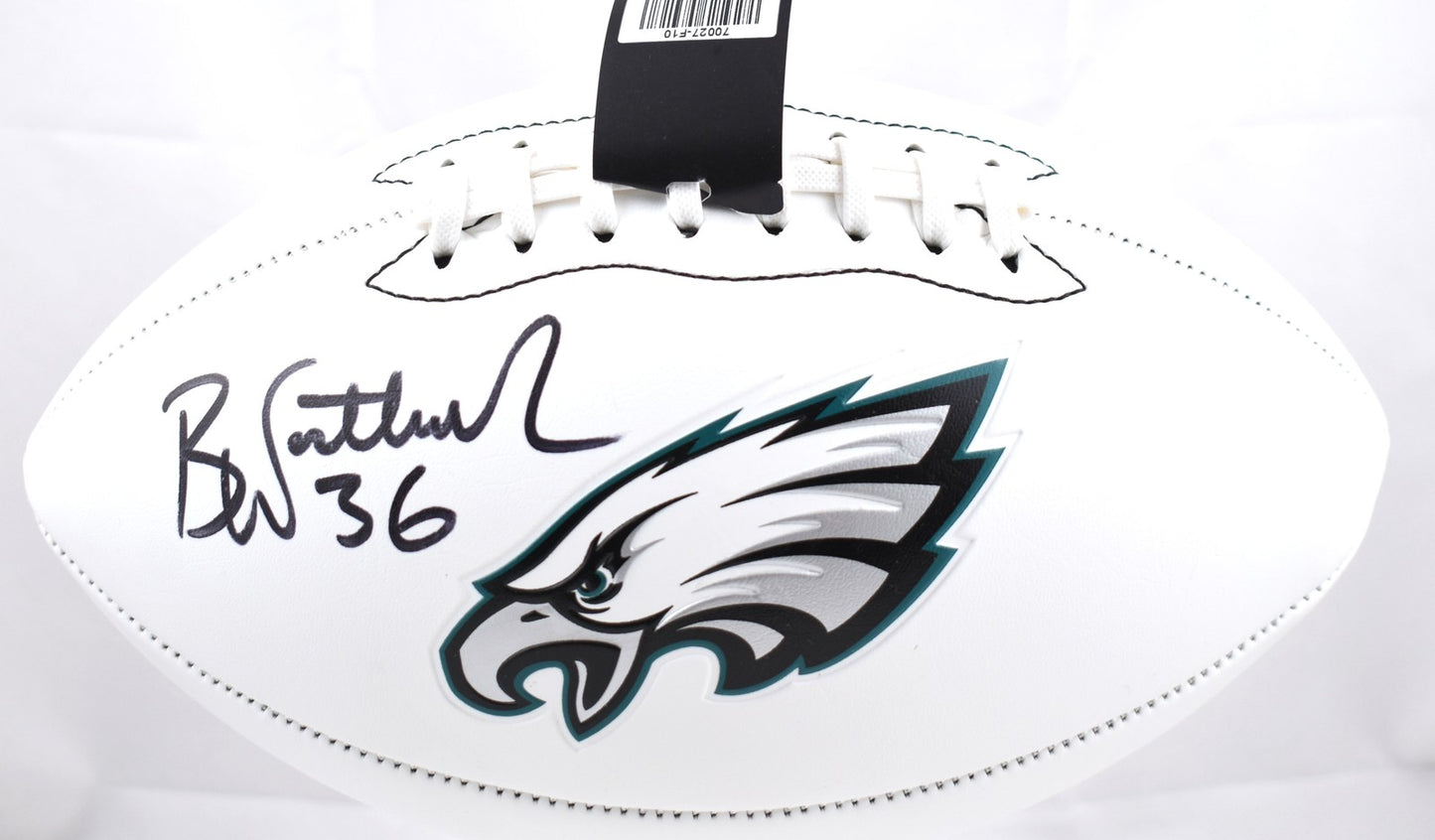 Brian Westbrook Signed Philadelphia Eagles Logo Football - Black