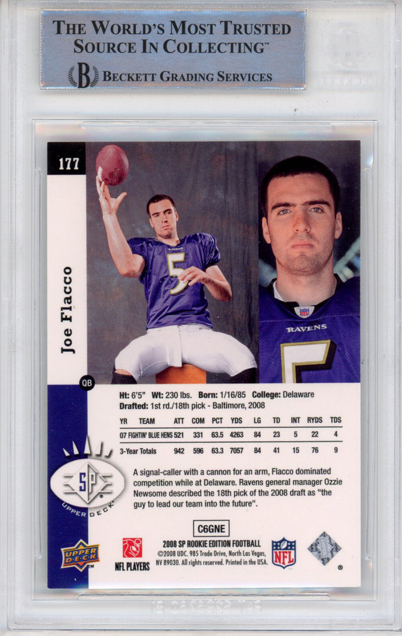 Joe Flacco Autographed 2008 SP #177 Trading Card Beckett BAS