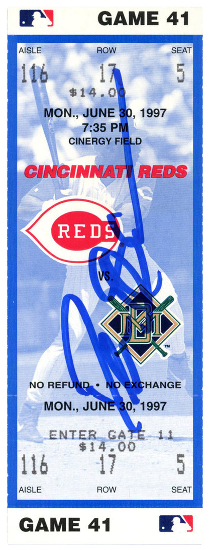 Deion Sanders Signed Cincinnati Reds vs Brewers 6/30/1997 Ticket Stub BAS