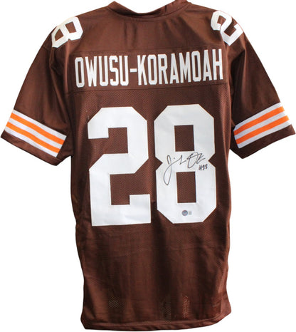 Jeremiah Owusu-Koramoah Signed Brown Custom Football Jersey (Beckett)