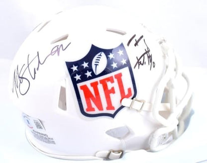 TJ Watt & Michael Strahan Signed NFL Shield Mini Helmet (Black)