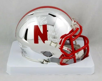 Tommie Frazier Signed Nebraska Cornhuskers Chrome Mini Helmet Inscribed