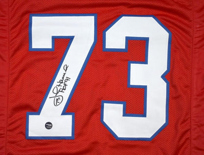 John Hannah Signed New England Patriots Style Red Custom Jersey