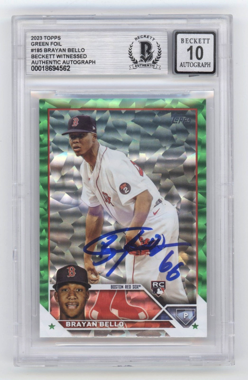 Brayan Bello Signed 2023 Topps Green Foil Rookie Card - BGS 10 Auto /499