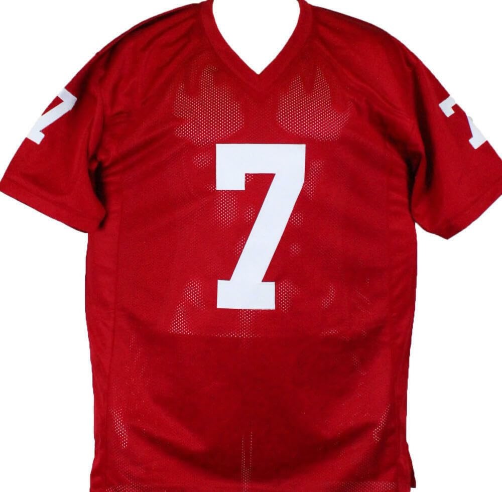 John Elway Autographed Cardinal Red College Style Custom Jersey