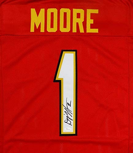 DJ Moore Autographed Red Custom Football Jersey