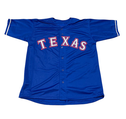 Michael Young Signed Texas Rangers Custom Jersey Beckett BAS COA