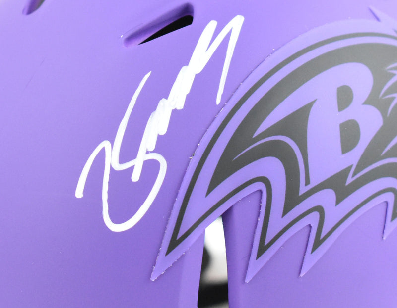 Zay Flowers Autographed Baltimore Ravens Rave Speed Mini Helmet