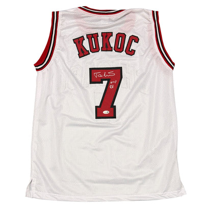 Toni Kukoc Signed Chicago Bulls Custom Jersey (HOF 21 Inscription) JSA