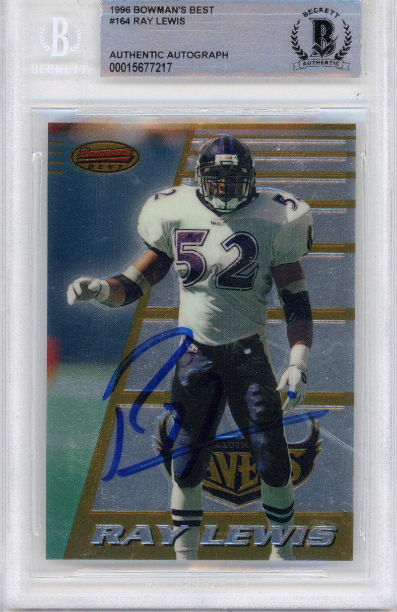 Ray Lewis Autographed 1996 Bowman's Best #164 Trading Card - BAS Slabbed