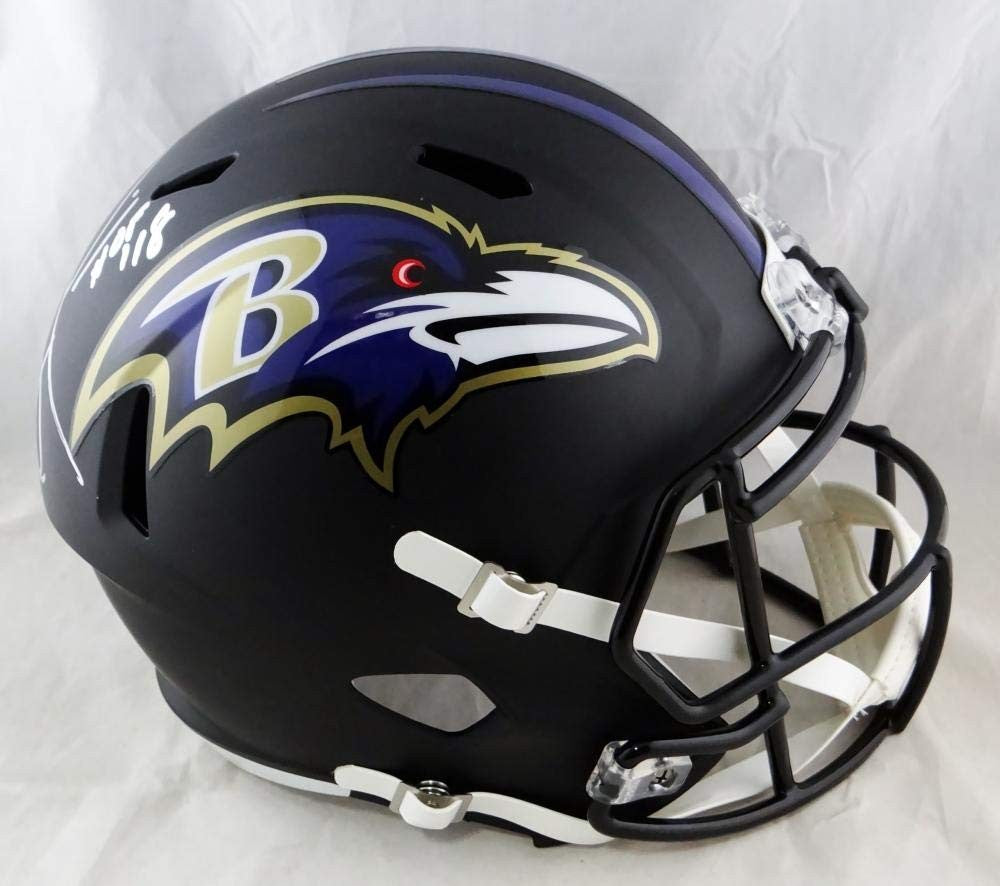 Ray Lewis Signed Baltimore Ravens Flat Black Full Size Helmet
