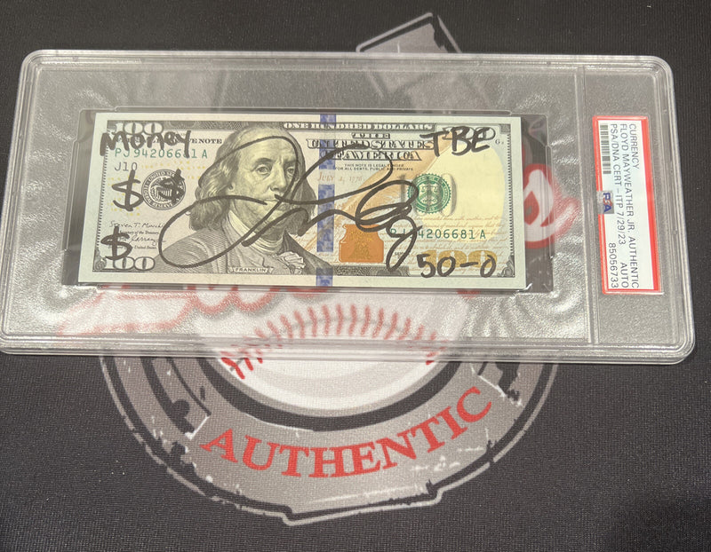 Floyd Mayweather Jr. Signed $100 Bill with Inscriptions PSA Auth