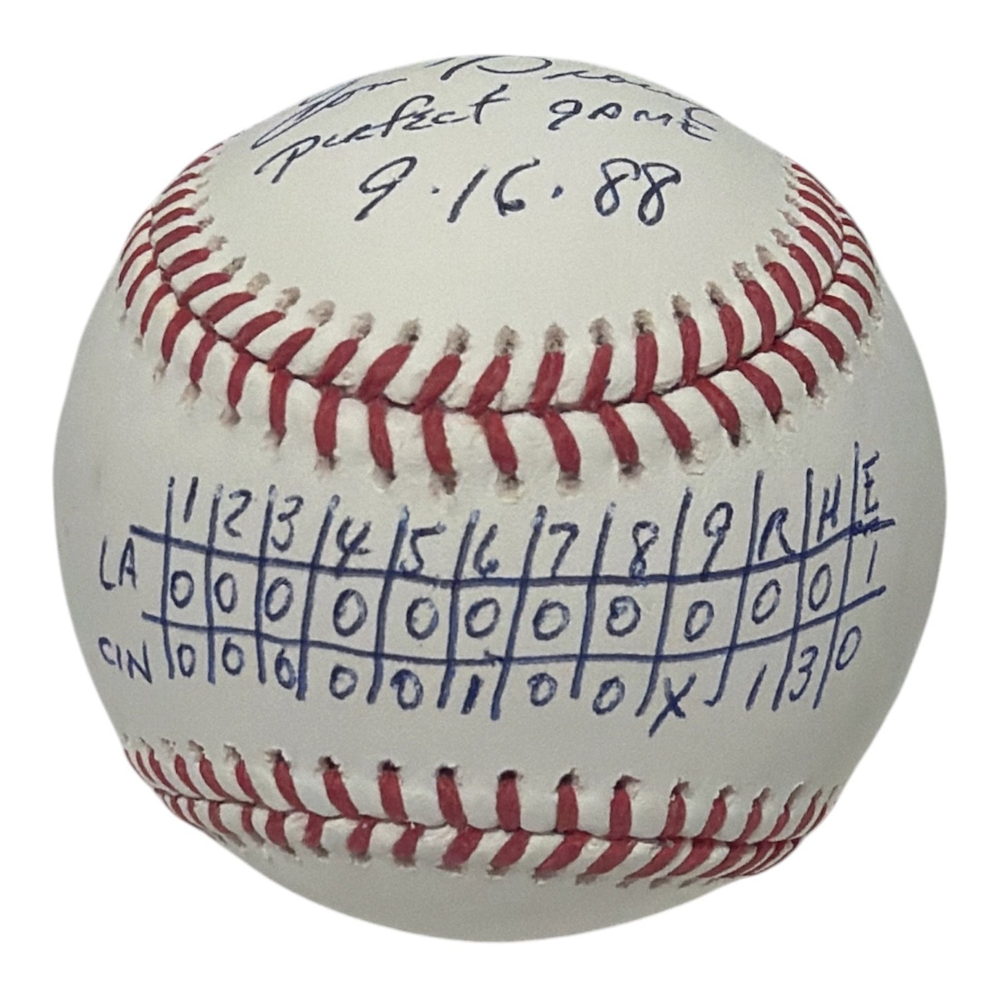 Tom Browning Signed Cincinnati Reds Official MLB Baseball - PG Line Score