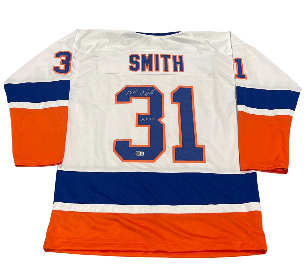 Billy Smith Signed New York Islanders Custom Jersey HOF 93 (Beckett BAS)