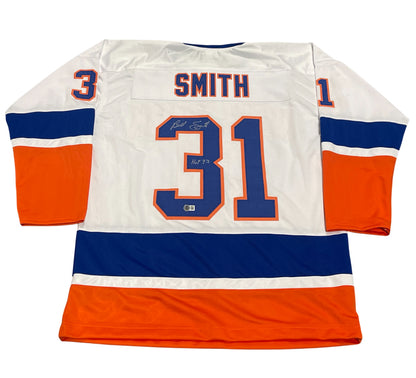 Billy Smith Signed New York Islanders Custom Jersey HOF 93 (Beckett BAS)