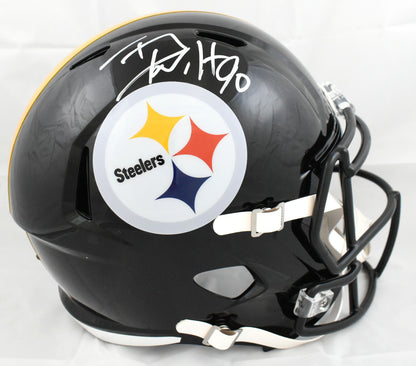 T.J. Watt Signed Pittsburgh Steelers White Full Size Speed Helmet