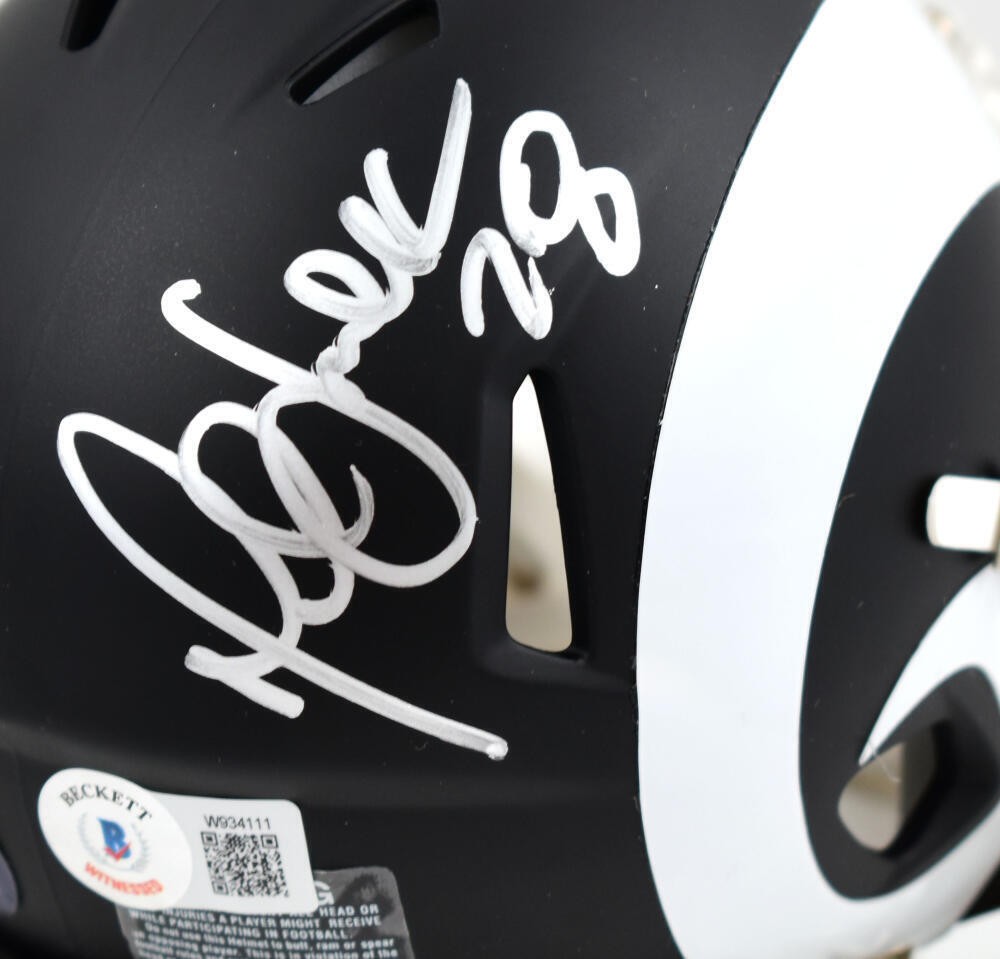 Marshall Faulk Signed St. Louis Rams Flat Black Speed Mini Helmet