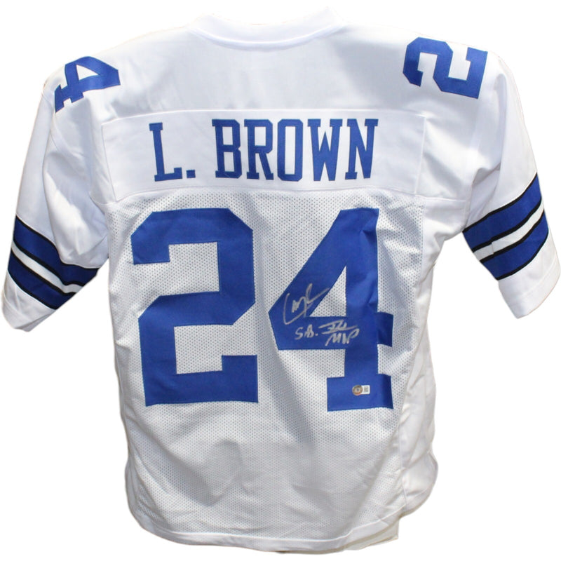 Larry Brown Signed Dallas Cowboys Pro Style White Jersey SB XXX MVP