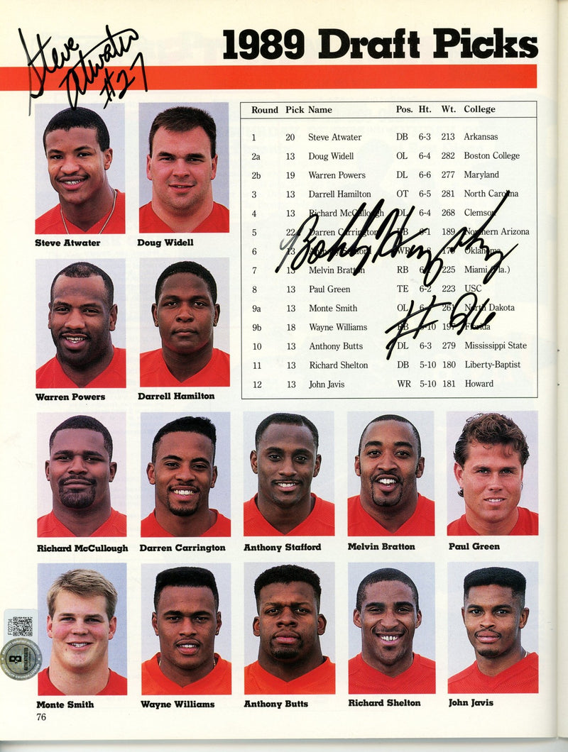 Steve Atwater & Bobby Humphrey Signed Denver Broncos 1989 Yearbook