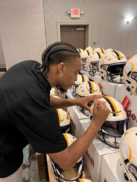 Randy Moss & Justin Jefferson Signed Minnesota Vikings SpeedFlex Helmet