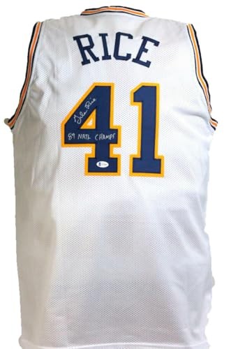 Glen Rice Signed Michigan "89 National Champs" Inscribed White Jersey