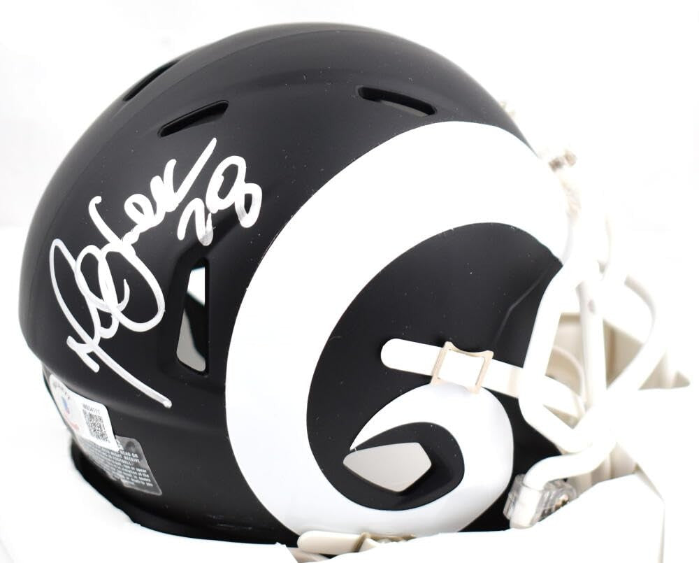 Marshall Faulk Signed St. Louis Rams Flat Black Speed Mini Helmet