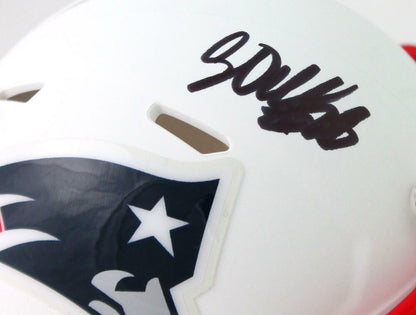Corey Dillon Signed New England Patriots Flat White Mini Helmet