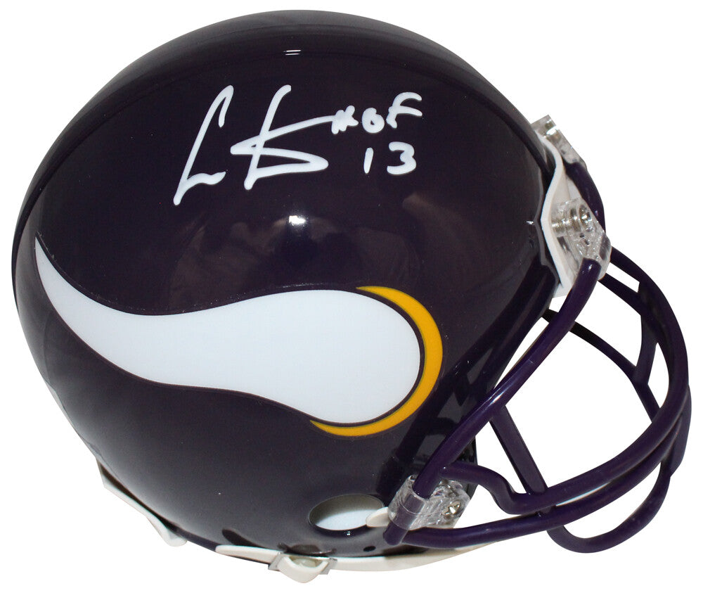 Cris Carter Signed Minnesota Vikings VSR4 Throwback HOF Mini Helmet Beckett