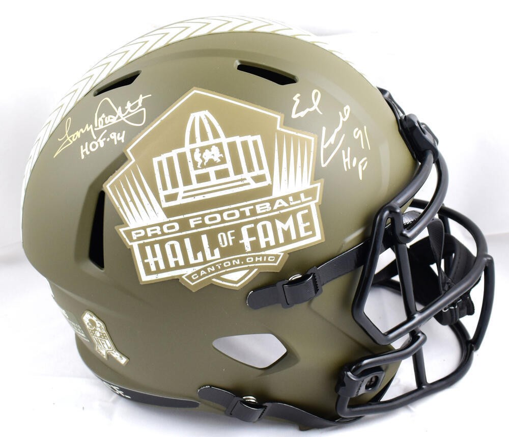 Tony Dorsett & Earl Campbell Signed Salute to Service Full Size Helmet